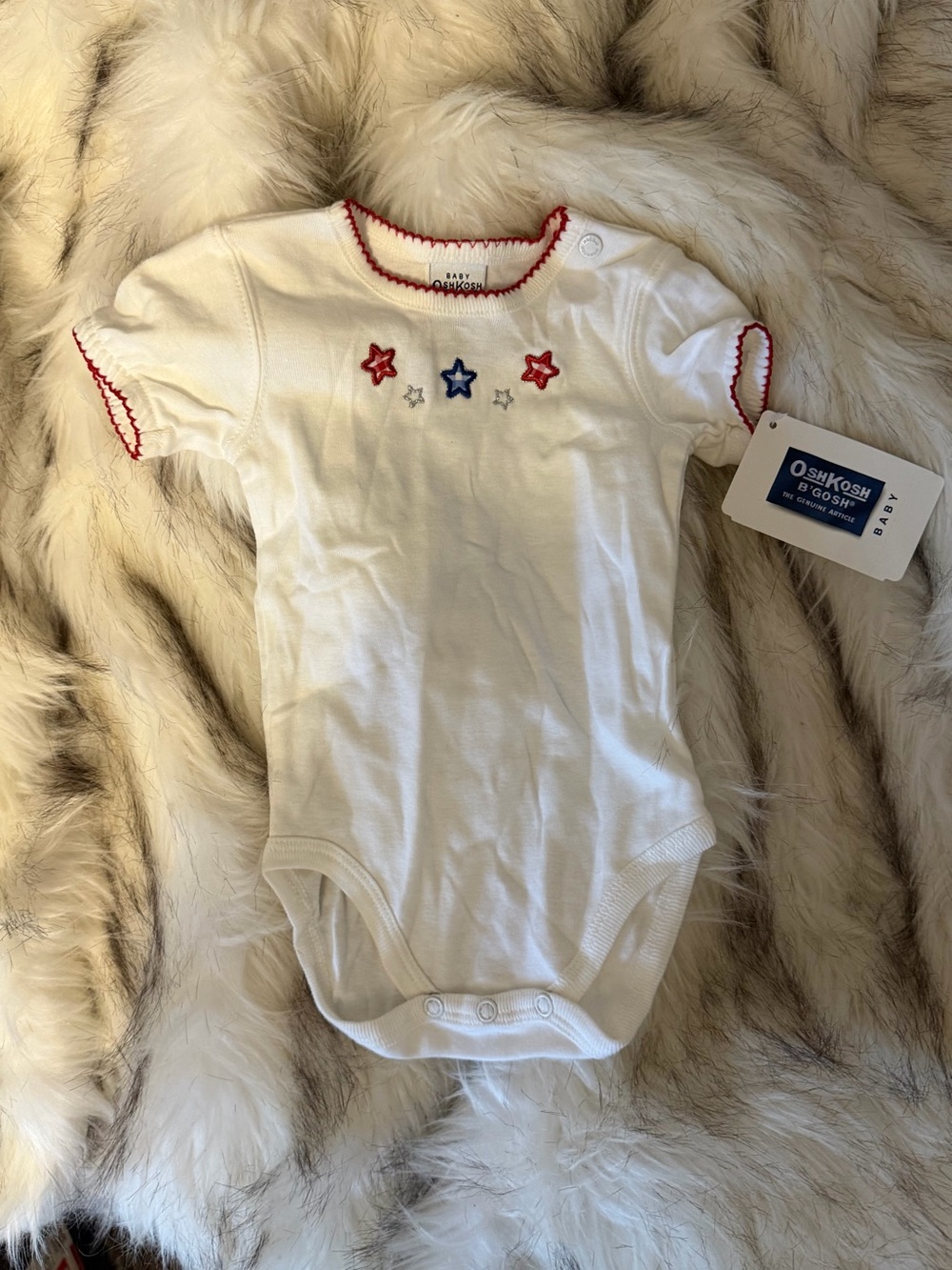 NWT Baby OshKosh B'gosh White Star-Embroidered Tee